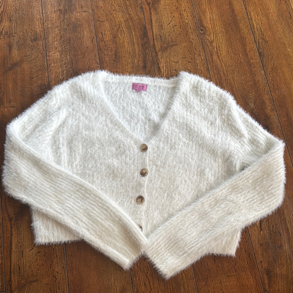 Miami White Knit Cardigan Sweater